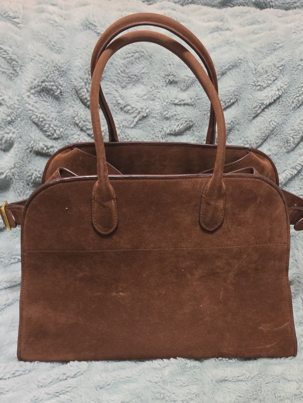 Designer Inspired Brown Suede Tote Handbag